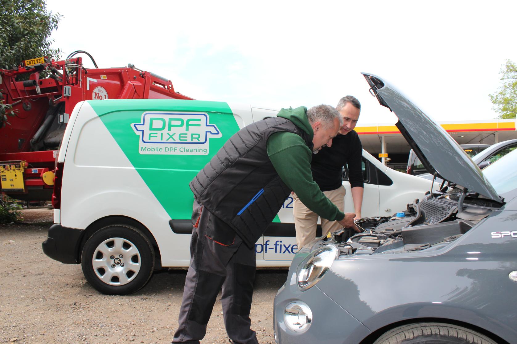 Mobile DPF cleaning in progress across Brafferton, Durham